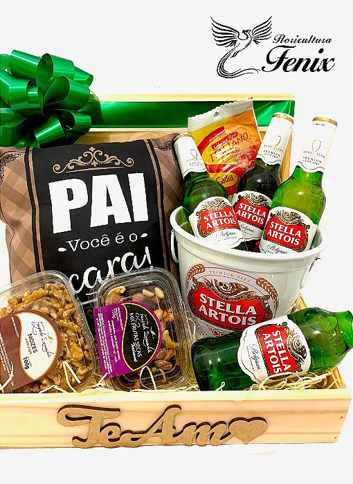 Baú "Pai Você é o Cara" com Cervejas e Mix de Frutas Secas