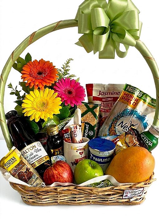Cesta de Café da Manhã light Com Gerberas