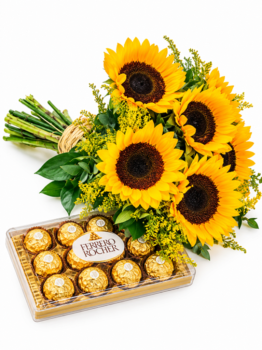 Buquê Flores do Sol & Ferrero Rocher 150g