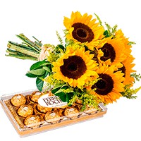 Buquê Flores do Sol  com Ferrero Rocher