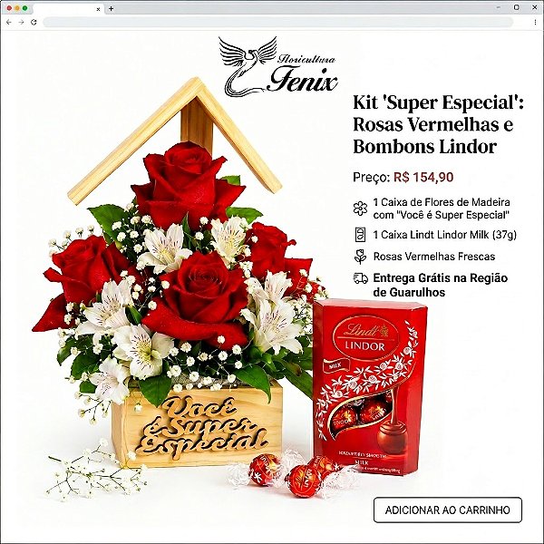 Kit Afeto: Arranjo "Você é Super Especial" & Lindt