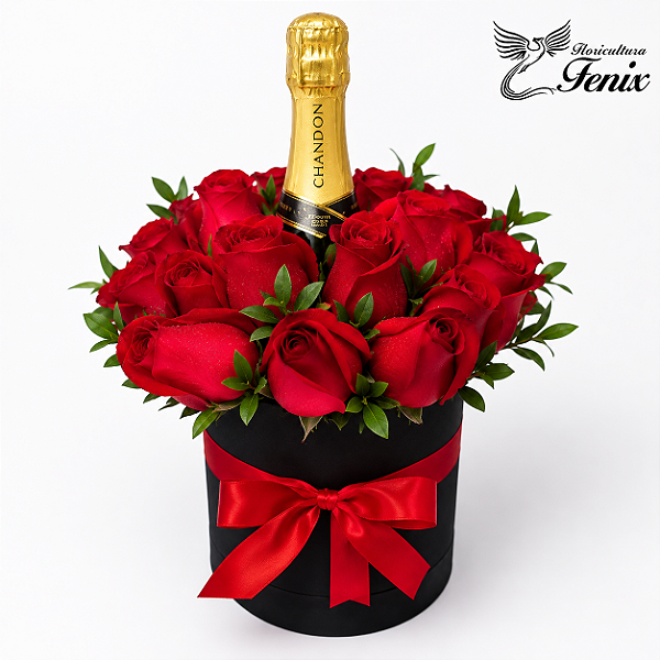 Luxuoso Box de Rosas Com Chandon