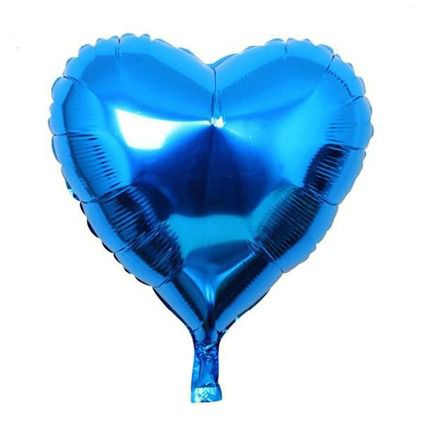 Balão de coração Azul metalizado G - Fênix Floricultura - Flores e presentes