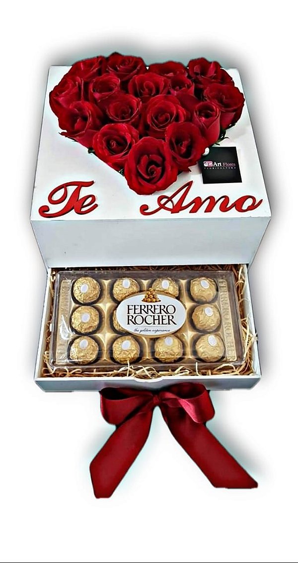 Luxuosa Box de Rosas com Ferrero Rocher.
