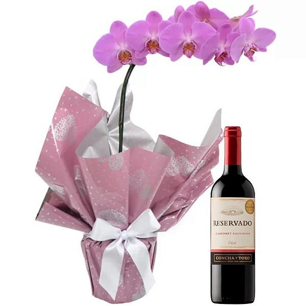 Orquídea Pink Com Vinho Tinto Reservado