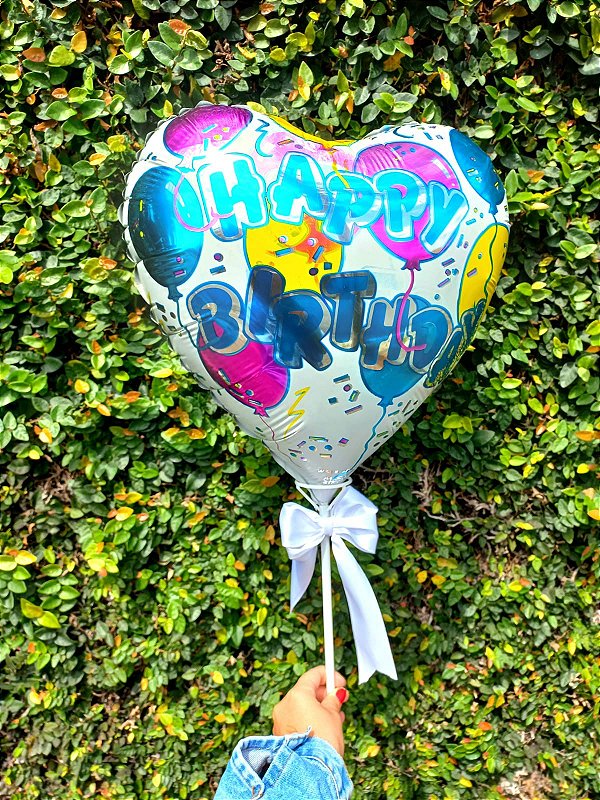Balão Grande Coração Happy Birthday