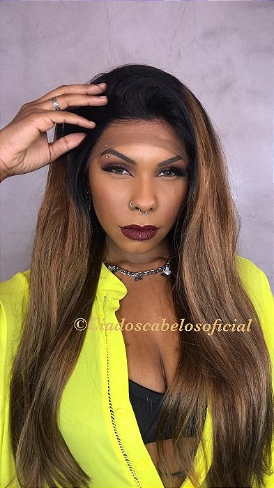 Peruca lace front cabelo humano longa Ombre LH21