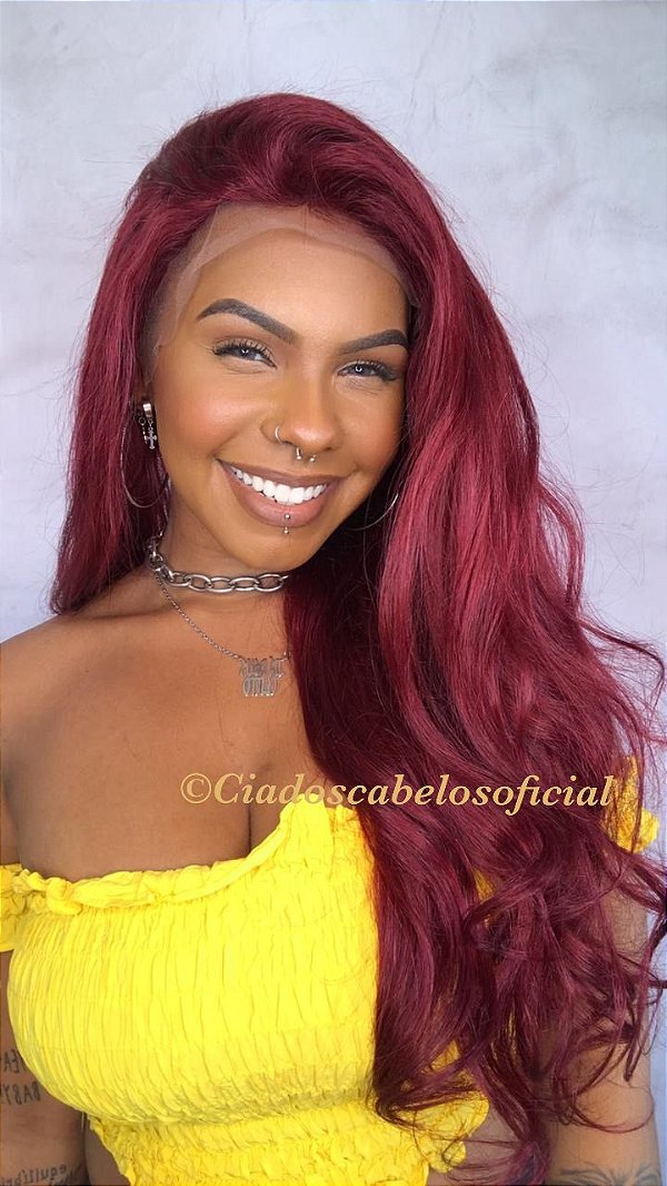 Peruca lace front cabelo humano vermelho LH22