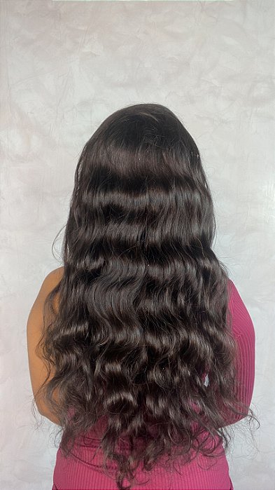 Peruca Lace Front Cabelo Humano Carina vista de costas