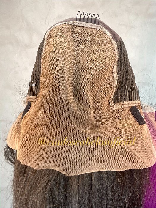 Parte interna Peruca Lace Front Cabelo Humano Yaki 85