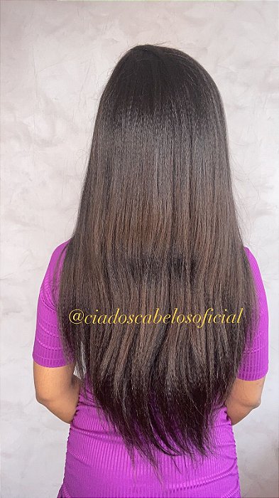 Peruca Lace Front Cabelo Humano Yaki 85 costas