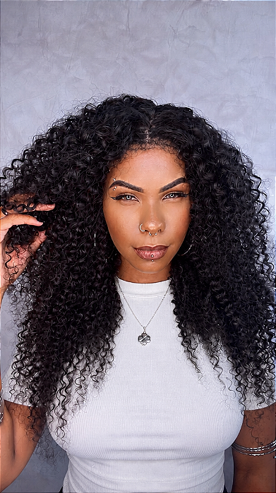 Peruca Cabelo Humano Fake Scalp Cachos Afro Couro Cabeludo Perfeito 50cm