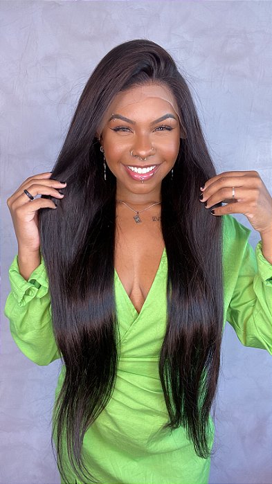 Peruca Lace Front Cabelo Humano Medusa 521 frente natural