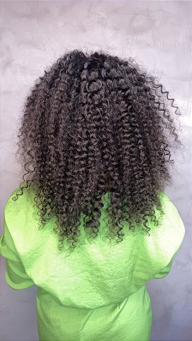 Peruca Lace Front Silk Top Cabelo Humano Afro Nádia 87 costas