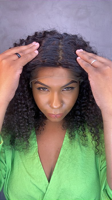 Peruca Lace Front Silk Top Cabelo Humano Afro Nádia 87 volume