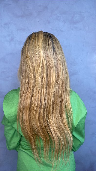 Peruca Lace Front Cabelo Humano Ombré Loiro Saturno 75 costas