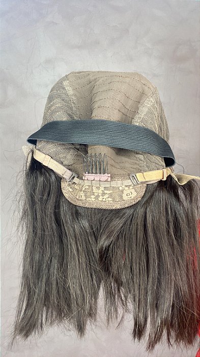 Detalhe interno da Peruca Cabelo Humano T Lace Cortesã