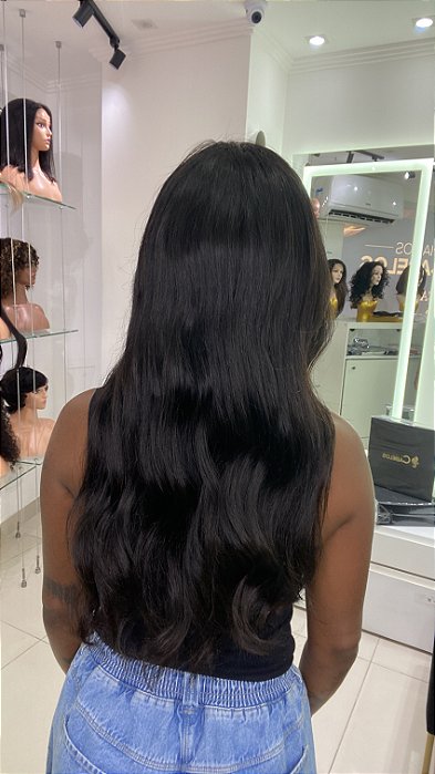 Peruca Lace Front Cabelo Humano Nico 60 vista de costas