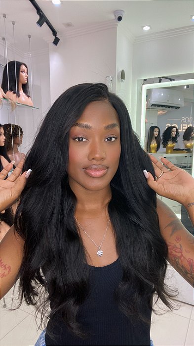 Peruca Lace Front Cabelo Humano Nico 60 detalhe frontal