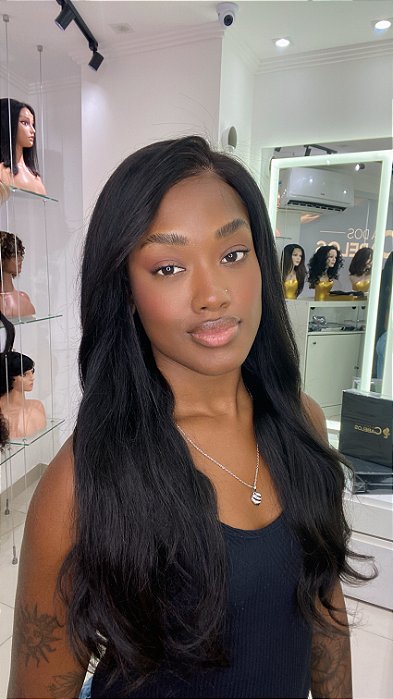 Peruca Lace Front Cabelo Humano Nico 60 detalhe lateral
