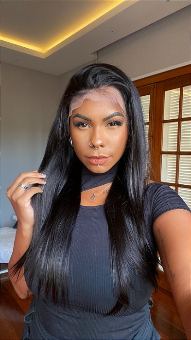Peruca Lace Front Cabelo Humano Dublin detalhe lateral