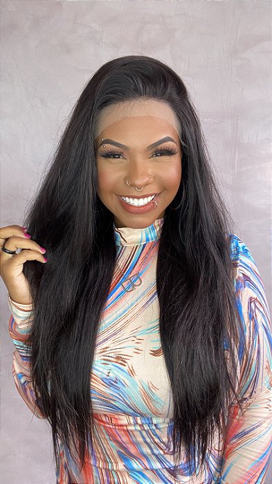Peruca Lace Front Cabelo Humano Mary 2 Longa detalhe