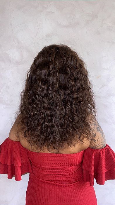 Peruca Lace Front Cabelo Humano Iolanda costas