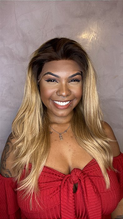 Peruca Lace Front Cabelo Humano Loiro Ombré Jaile volume