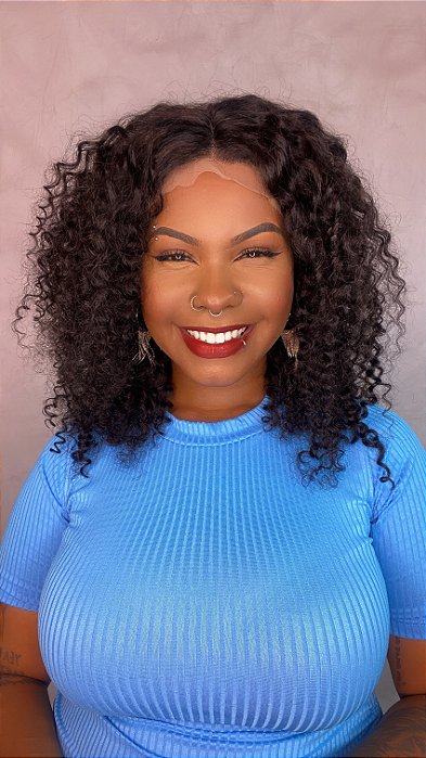 Peruca Lace Front Cabelo Humano Cacheado Isla volume