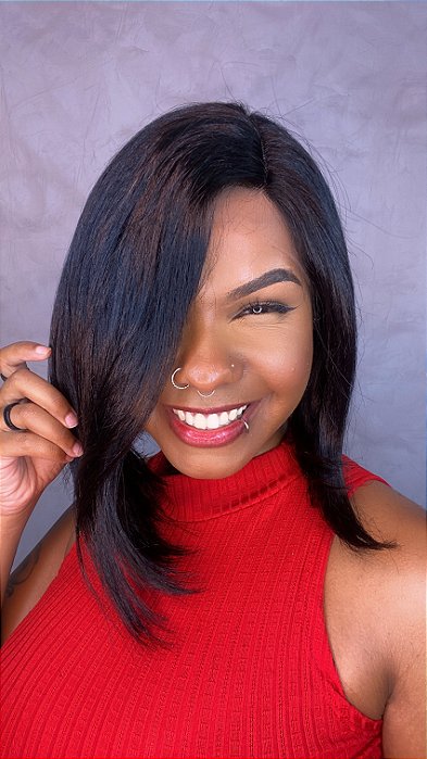 Peruca Lace Front Cabelo Humano Agatha detalhe do cabelo