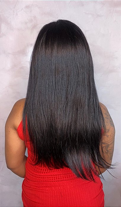 Peruca Lace Front Cabelo Humano Cibele detalhe do comprimento
