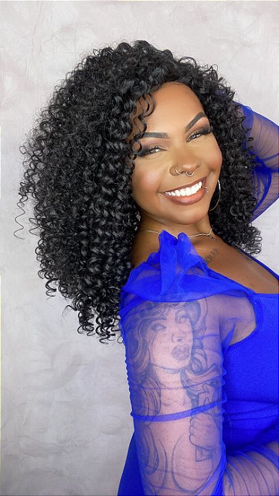 Peruca Half Wig Lana Preta vista lateral