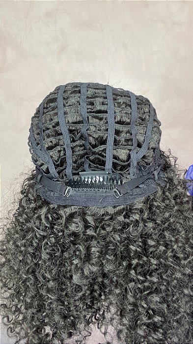 Peruca Half Wig Lana Preta detalhe interno