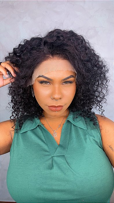Peruca Lace Front Cabelo Humano Malia detalhe lateral