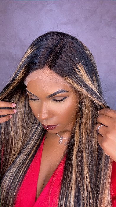 Peruca Lace Front Cabelo Humano Carolina detalhe frontal