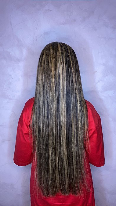 Peruca Lace Front Cabelo Humano Carolina costas