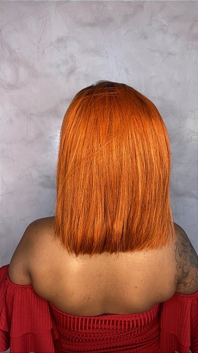 Peruca Lace Front Cabelo Humano Ruivo Tarah costas