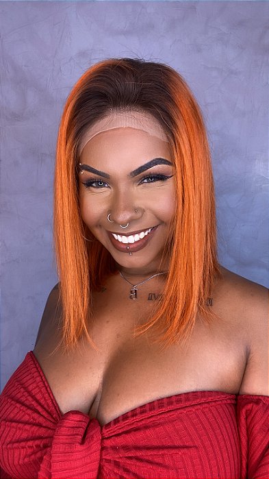 Peruca Lace Front Cabelo Humano Ruivo Tarah lateral