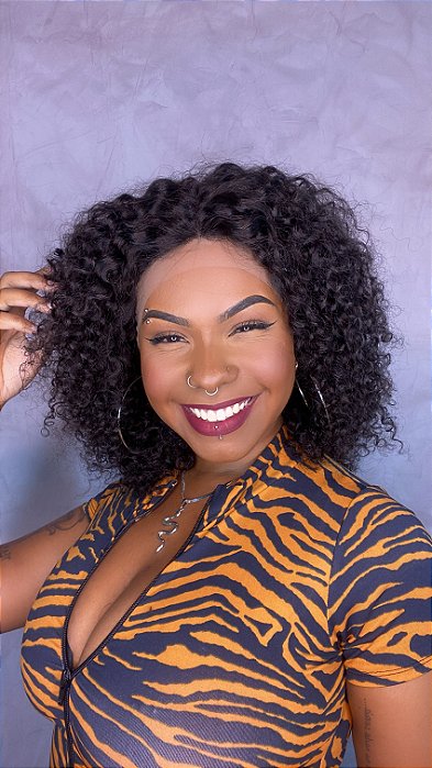 Peruca Lace Front Cabelo Humano Cacheado Jerry cachos