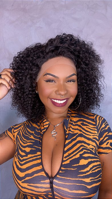 Peruca Lace Front Cabelo Humano Cacheado Jerry volume