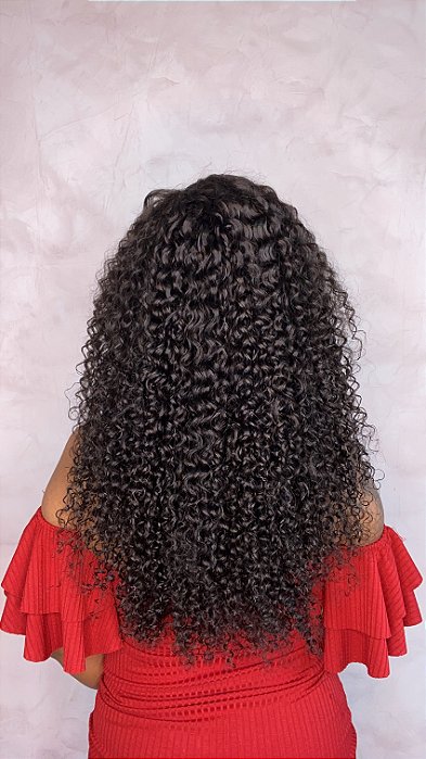 Peruca Lace Front Cabelo Humano Cacheado Freya vista de costas