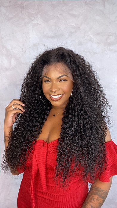 Peruca Lace Front Cabelo Humano Cacheado Adela volume dos cachos