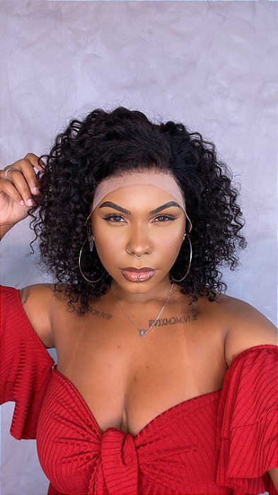 Peruca Lace Front Cabelo Humano Cacheado Malhor caimento