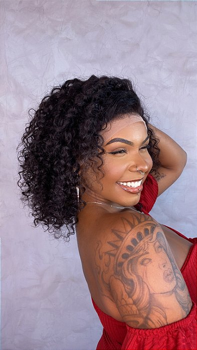 Peruca Lace Front Cabelo Humano Cacheado Malhor perfil