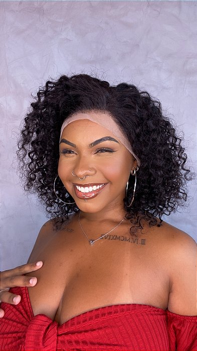 Peruca Lace Front Cabelo Humano Cacheado Malhor volume