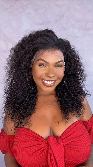 Peruca Lace Front Cabelo Humano Cacheado Lyra detalhe