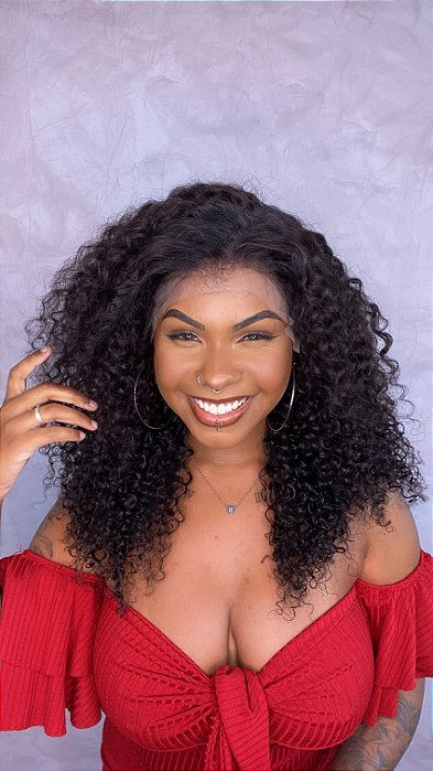 Peruca Lace Front Cabelo Humano Cacheado Lyra cachos