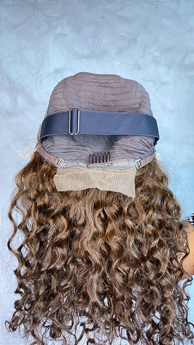 Peruca Lace Front Cabelo Humano Cacheado Katy tela