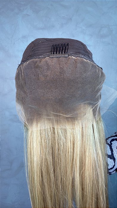 Peruca Lace Front Cabelo Humano Loiro Britney parte interna