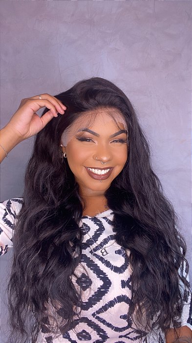 Peruca Lace Front Cabelo Humano Ondulado Hildy lateral